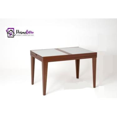 Imagem de Mesa De Jantar Extensível 1.20 a 1.80 Com Vidro Pés Madeira Gênova - L