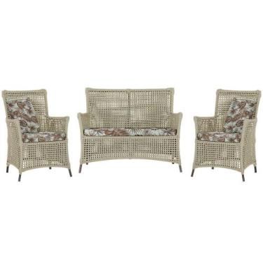 Imagem de Jogo Sofá e 2 Poltronas de Área Igapó Alumínio Pintura Marrom Corda Ná