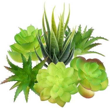 Imagem de PietyPet Plantas suculentas falsas, 6 peças de mini plantas suculentas verdes falsas, suculentas artificiais para artesanato faça você mesmo, decoração de parede floral para escritório (excluindo