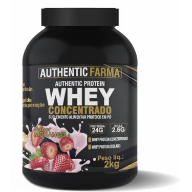 Imagem de Whey Concentrado Sabor Morango, Proteína 24g, BCAA 2,6g, Peso líq. 2kg