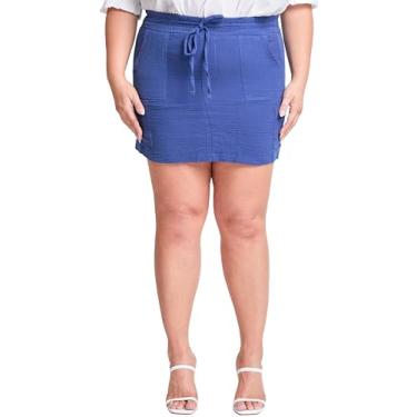 Imagem de Royalty For Me Saia cargo feminina de algodão de gaze, Azul marino, GG