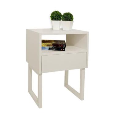 Imagem de Mesa de Cabeceira Lateral Nicho com Gaveteiro Square Off White Laca - 