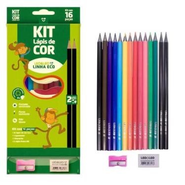 Imagem de Kit 16 Peças de Lápis de Cor Leo&Leo Linha Eco Escolar