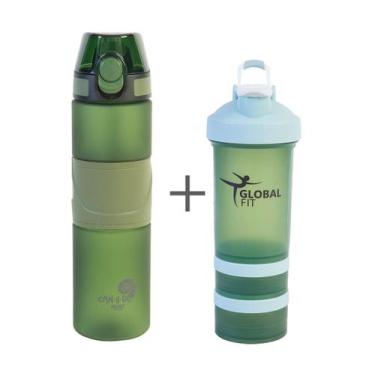 Imagem de Garrafa de Tritan 750ml + Coqueteleira Shaker 600ml - Global Fit, Verd