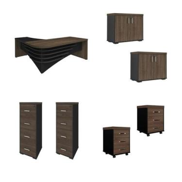 Imagem de Conjunto Escritório: Mesa + gaveteiros + balcões + arquivos - Artany