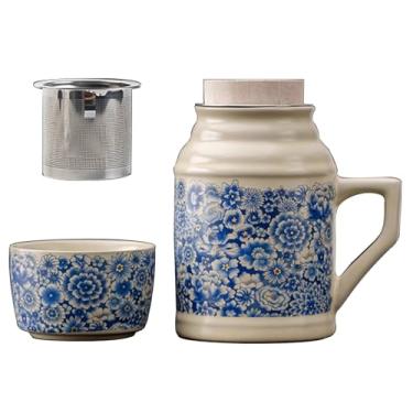 Imagem de Xícaras De Chá Vintage Com Infusor E Tampa, Bule De Chá Chinês E Xícara De Caneca Para Casa, Conjunto De Bule De Chá Pequeno De Uso Duradouro(Style1)