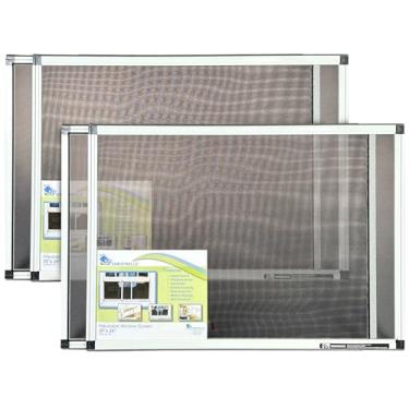 Imagem de Fenestrelle Tela expansível para janela – 50 cm A × 71 cm – 137 cm L horizontal, tela de janela ajustável bidirecional com malha de fibra de vidro resistente a chamas, pacote com 2