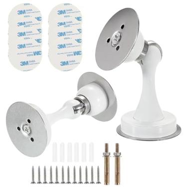 Imagem de Sumnacon Rolha de porta magnética, 2 peças de suporte de batente de porta de aço inoxidável resistente com 8 peças de fita adesiva dupla face 3M e parafusos de hardware, instale com fita adesiva ou