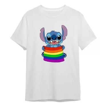 Imagem de Camiseta Lilo & Stitch - LGBT Pride com Bandeira 1078 - Loja Dinka, p,