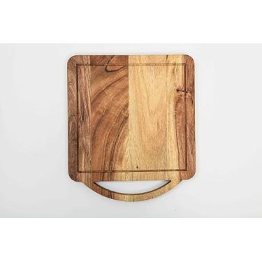 Imagem de WOODLERY Série de tábuas de corte, tábuas de corte de madeira de acácia, tábua de charcutaria, tábua de madeira orgânica, ideal para cortar carne, frutas, queijo 33 x 28 cm