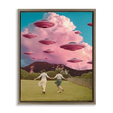 Imagem de Stupell Industries Arte de parede em tela emoldurada Pick Me Alien Invasion Brown Floater por Mary Urban, 43 x 53 cm