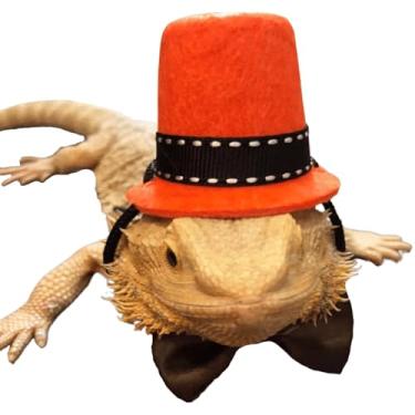 Imagem de earded Dragon Clothes Small Animal Bow Ties Chapéus para Animais de Estimação Roupa Cosplay Legal Kawaii Pet Chapéu Preto para Hamster Ferret Gato Ratos Filhote de Cachorro Ouriço Dragão Barbudo