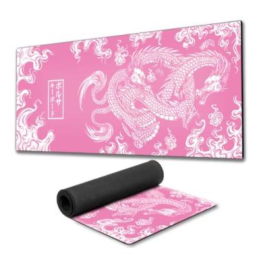 Imagem de Mouse Pad Gamer Dragão Chinês Premium fundo de borracha 90x40cm 900x400 80x30cm 800x300 speed gamer mousepad 90x40 (Rosa, 90x40cm)
