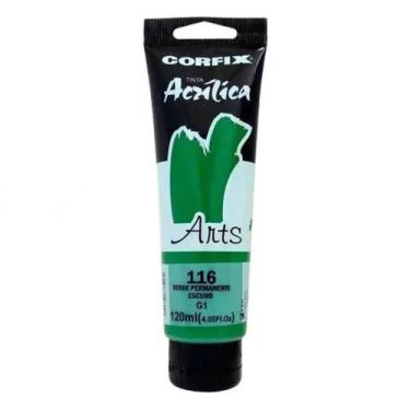 Imagem de Tinta Acrílica Corfix Arts 120ml Verde Perm. Esc. 116 Gr 1 , 116 - VER