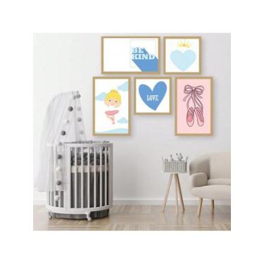 Imagem de Kit 5 Placas Quadros Decorativos Quarto Baby Infantil Menina 70x90 - N