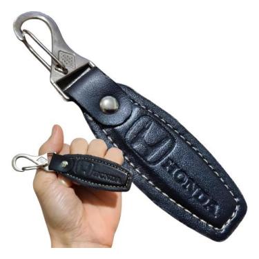 Imagem de Chaveiro Honda Couro Preto Chave Carro Mosquetão Argola Luxo - RS