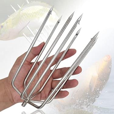 Imagem de Dutiplus Arpão de pesca grande de aço inoxidável com barra de 1 a 11 garras para garfo de pesca com parafuso de 8 mm para pegar toupeira grande sapo-touro (prata 7PY)