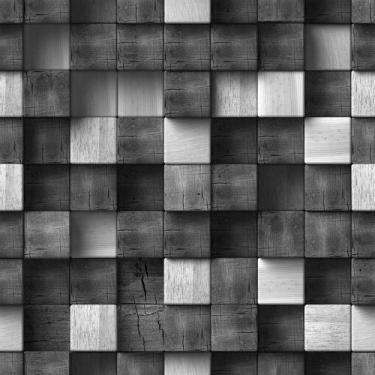Imagem de Papel De Parede Vinílico Bloco Madeira Preto Efeito visual 3D Sala    