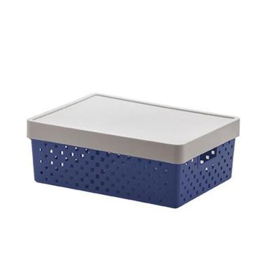 Imagem de Cesto Organizadoraador Quadratta Com Tampa 39X29X14 Azul 843