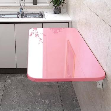 Imagem de Mesa de parede dobrável pequena montada na parede, parede de mesa dobrável montada, para lavanderia, cozinha e sala de jantar, mesa multifuncional de escritório (cor: rosa, tamanho: C 80 x L 50 cm/C