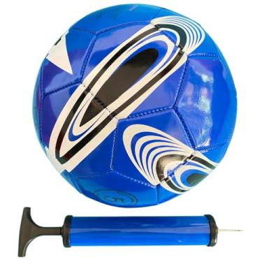 Imagem de Bola de Futebol Campo Oficial Tamanho 5, Azul com Design Esportivo, com Bomba de Ar Manual