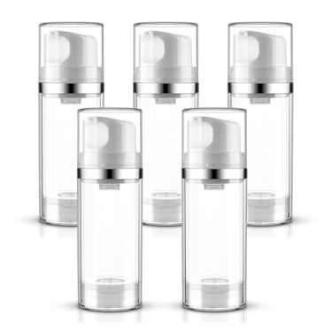 Imagem de Cosywell Pacote com 5 frascos dispensadores de bomba Airless, 100 ml, 100 ml, recipiente cosmético sem ar, frascos de viagem para produtos de higiene pessoal, loção de xampu