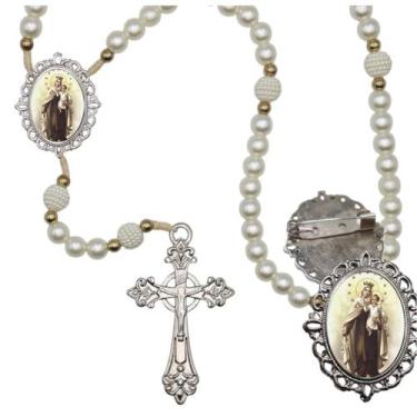 Imagem de Terço Luxo com Broche Nossa Senhora do Carmo Especial Resinado Orações