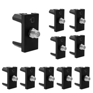 Imagem de Kit 10 Tomadas Antena Tv - Conector F Pial Plus+ Preto 615030pt