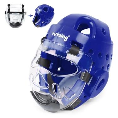 Imagem de TuToing Capacete De Treino Para Taekwondo, Karatê, Adulto, Com Protetor Facial Removível, Artes Marciais, Mma, Macio, Treinamento, Kickboxing, Muay Thai, Boxe (Médio, Azul)
