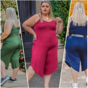 Imagem de Macacão Feminino Plus Size Pantacourt Soltinho Preço Atacado - Wild, A