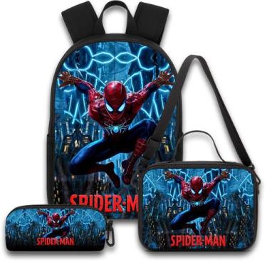 Imagem de Kit Mochila Escolar Infantil Homem Aranha Reforçada 20 Kg - LC Brasil