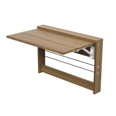 Imagem de OLMPYE Mesa Dobrável De Parede, Escrivaninha Madeira Com Suporte Ferro, Parede Para Espaços Pequenos, Lavanderia, Sala Jantar, Estudo, Cozinha, Bar
