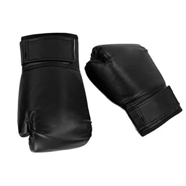 Imagem de Luvas de boxe unissex adultas Treinamento profissional FUTO GRATUITA Luta livre Sanda Muay Thai Boxing Luvas 10oz de alta qualidade PU couro respirável para entusiastas do fitness (Preto)