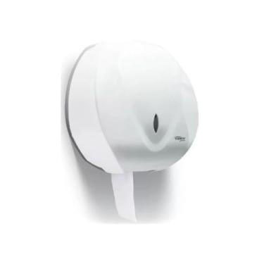 Imagem de Dispenser de Papel Higiênico Rolão Velox Premisse, Banheiro Comercial, Plástico Branco, 6 Unidades