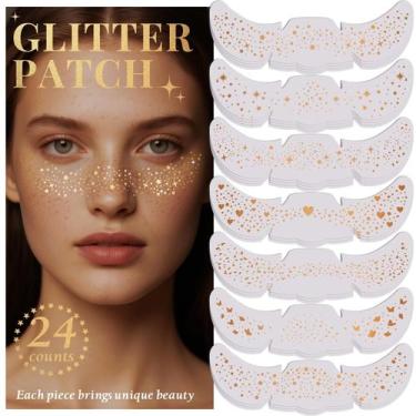 Imagem de Patches de maquiagem Glitter Freckles BESNEL Gold para mulheres x24