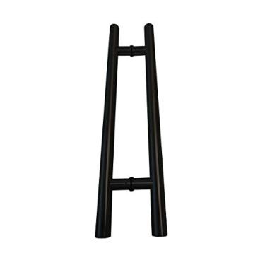 Imagem de NHN Maçaneta de porta de aço inoxidável estilo escada dupla face moderna e contemporânea para portas de aço, alumínio e vidro, (61 cm, preto fosco)