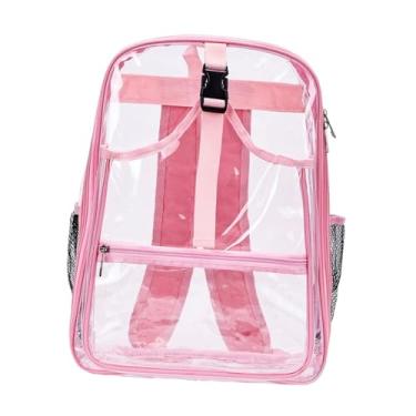 Imagem de YIJU Mochila de tênis, bolsas para raquetes, PVC, leve, transparente, grande capacidade, unissex, academia, badminton, mochila de tênis para homens e, Rosa