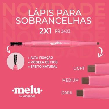 Imagem de Lápis Para Sobrancelha Duo 2x1 Ponta Chanfrada Melu by Ruby Rose, 02 M