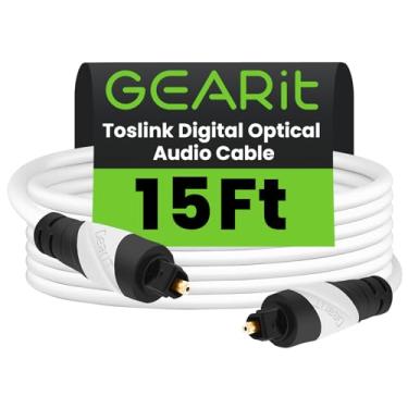 Imagem de Cabo de áudio óptico digital Toslink, GearIT Pro Series Toslink Cabo de áudio óptico digital de 4,5 m para HDTV, PS3, TV, barra de som, receptor estéreo e sistema de home theater, branco