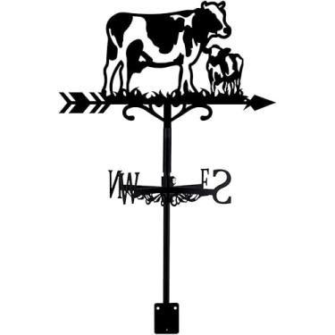 Imagem de Cata-ventos Grande Garça Azul Ornamento Cata-vento Cata-vento Cata-vento De Metal Para Decoração De Jardim Fazenda Decorativa Ao Ar Livre Jardim Ferramenta De Medição De Vento, Cow