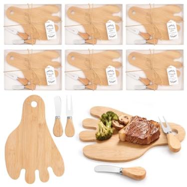Imagem de Orlabno 6 conjuntos de lembrancinhas de chá de bebê, prêmios de jogos de noiva para vencedores, presentes de convidados, pegada de bambu, tábua de queijo, conjunto de charcutaria com facas e garfos