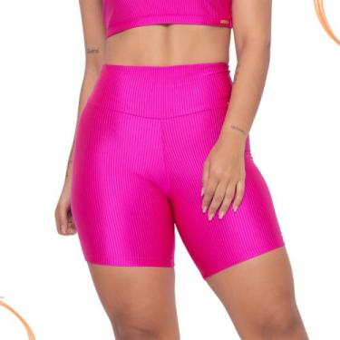 Imagem de Short Fitness Malha Canelado Trilobal Feminino Academia - CeM Fitness,
