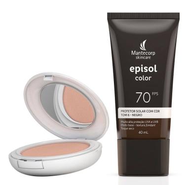 Imagem de Kit Protetor Solar Episol Color Pele Extra Clara FPS 50 Pó Compacto 10g e Protetor Solar Tom 6 Negro FPS 70 40ml