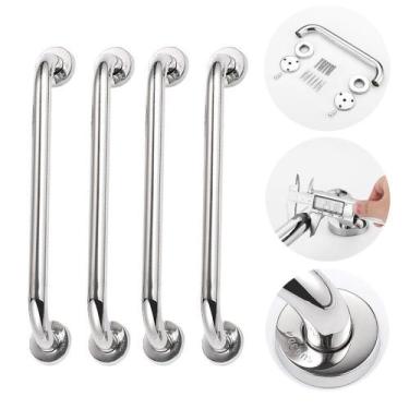 Imagem de Barra Alça Apoio Banheiro 40cm Alta Qualidade Inox 4 Pcs + Nota Fiscal