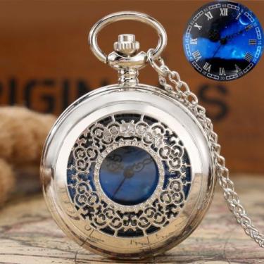 Imagem de Relógio Bolso Vintage Céu Noturno Corrente Estojo Analógico - Memory W