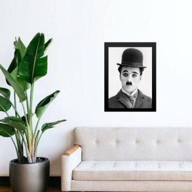 Imagem de Quadro Charlie Chaplin Abstrato Preto E Branco 24X18Cm Vidro - Quadros