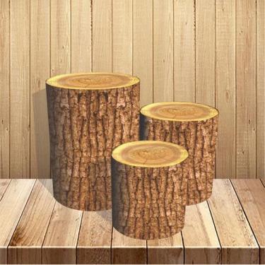 Imagem de Trio De Capa De Cilindro 3d Efeito Tronco Madeira  - Fabrika de Festa