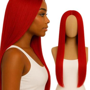 Imagem de Peruca 70cm Lisa Vermelha sem Franja Premium - Maya Hair
