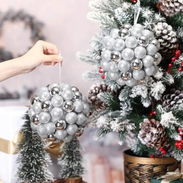 Imagem de Sosation 2 peças de enfeites grandes de bolas de pendurar de Natal para teto de 15 cm com glitter à prova de estilhaçamento, decorações para pendurar para decoração de festa de Natal e ambientes