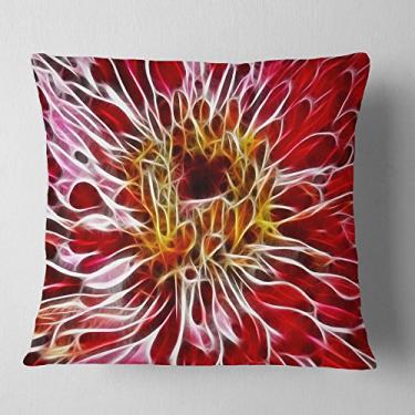 Imagem de Designart arte digital vermelho escuro floral flor fractal sala de estar, sofá, almofada + capa de almofada impressa em ambos os lados 45,72 cm x 45,72 cm